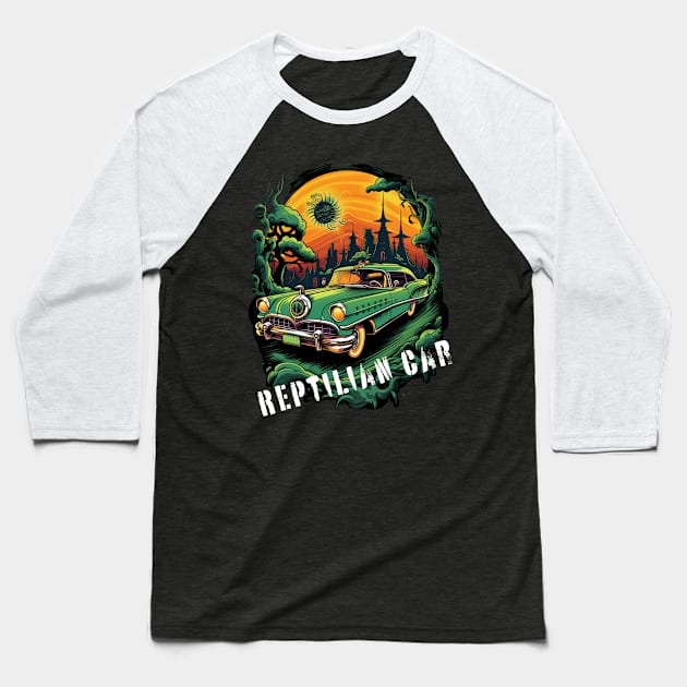 reptilian car Baseball T-Shirt by FehuMarcinArt